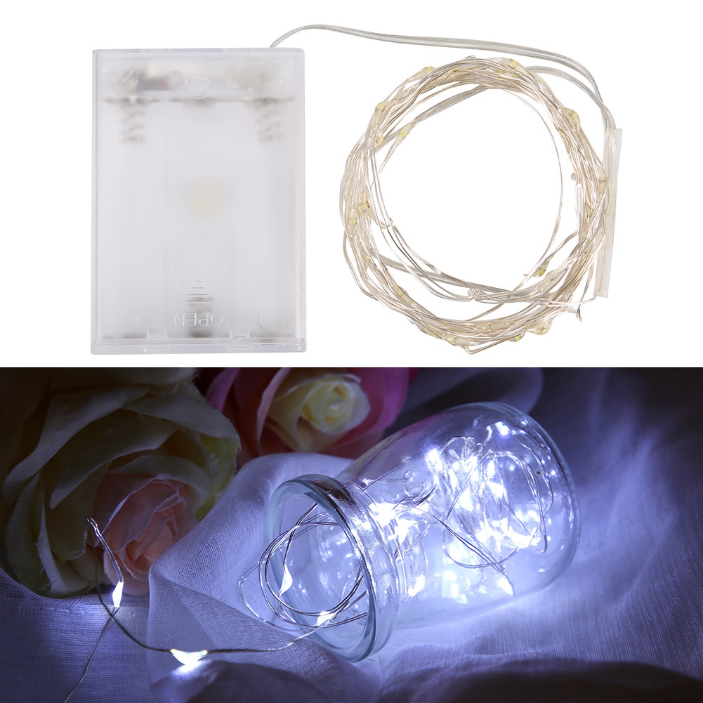 Dekorative Led-lichterkette Mit Kupferdraht, Geeignet Für Partys, Hochzeiten Und Weihnachten, Weiß, 10 M, Batterielos
