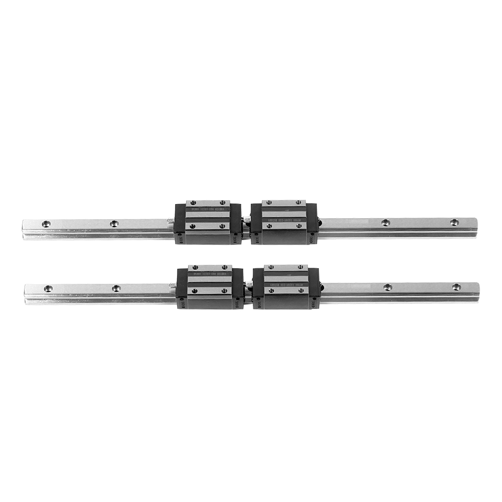 Satz Aus 2 Linearführungsschienen 400 Mm + 4 Schwarzen Kugellagerwagen Aus Gusseisen Hgh15 Für Die Automatisierung