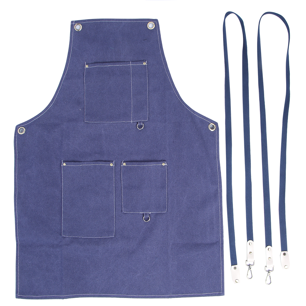 Ärmellose Arbeitsschürze Aus Dickem, Wasserdichtem, Blauem Canvas, Einheitsgröße, Für Küche, Friseursalon, Barbershop, Bastelarbeiten, 1 Stück
