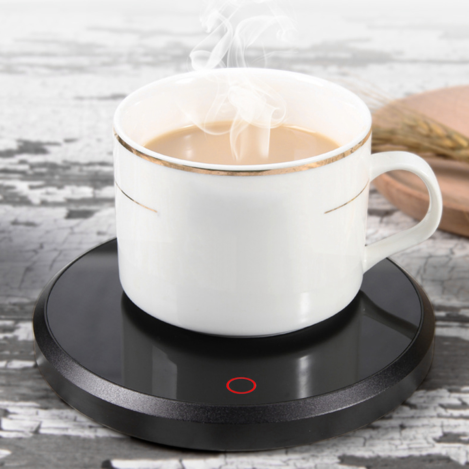 Elektrischer, Beheizbarer Untersetzer Aus Aluminium-magnesium (15 W, 55 °c), Wasserdicht, Schwarz, 120 X 120 X 15 Mm, Für Kaffee, Tee, Milch, Büro Und Zuhause