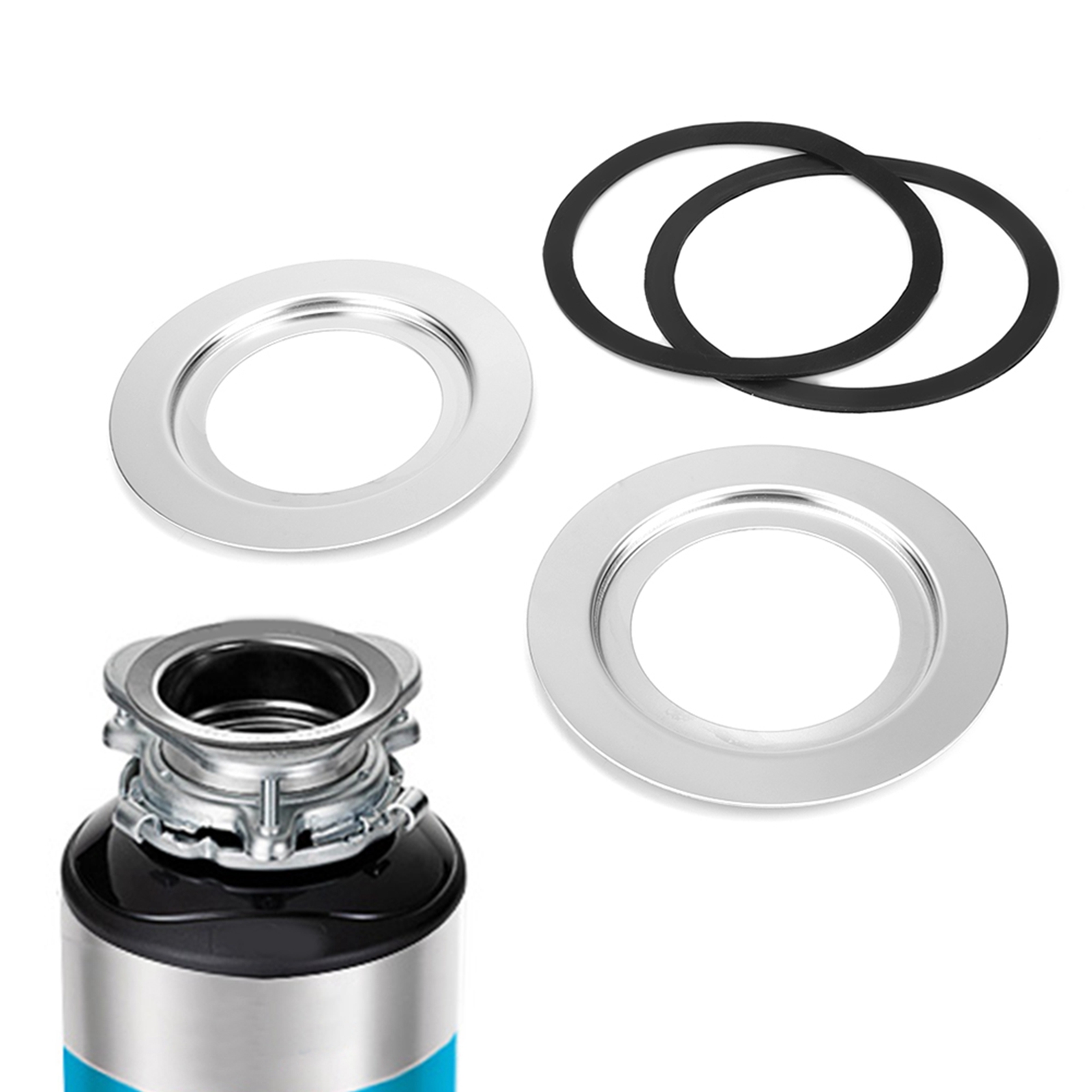 Edelstahl-304-abfallzerkleinerer-adapter Mit Silikongriff, 18 Cm, 2-teiliges Set, Kompatibel Mit Insinkerator, Becbas, Wasteking Und Wastemaid Ge