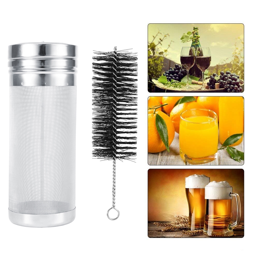 Hopfenfilter Aus Edelstahl, 300 Mikron, 50-mesh-sieb, Mit Reinigungsbürste, Heimbrauset Für Bier, Wein Und Kaffee. 7 X 18 Cm. Lieferumfang: 1 Filter, 1 Deckel, 1 Bürste.