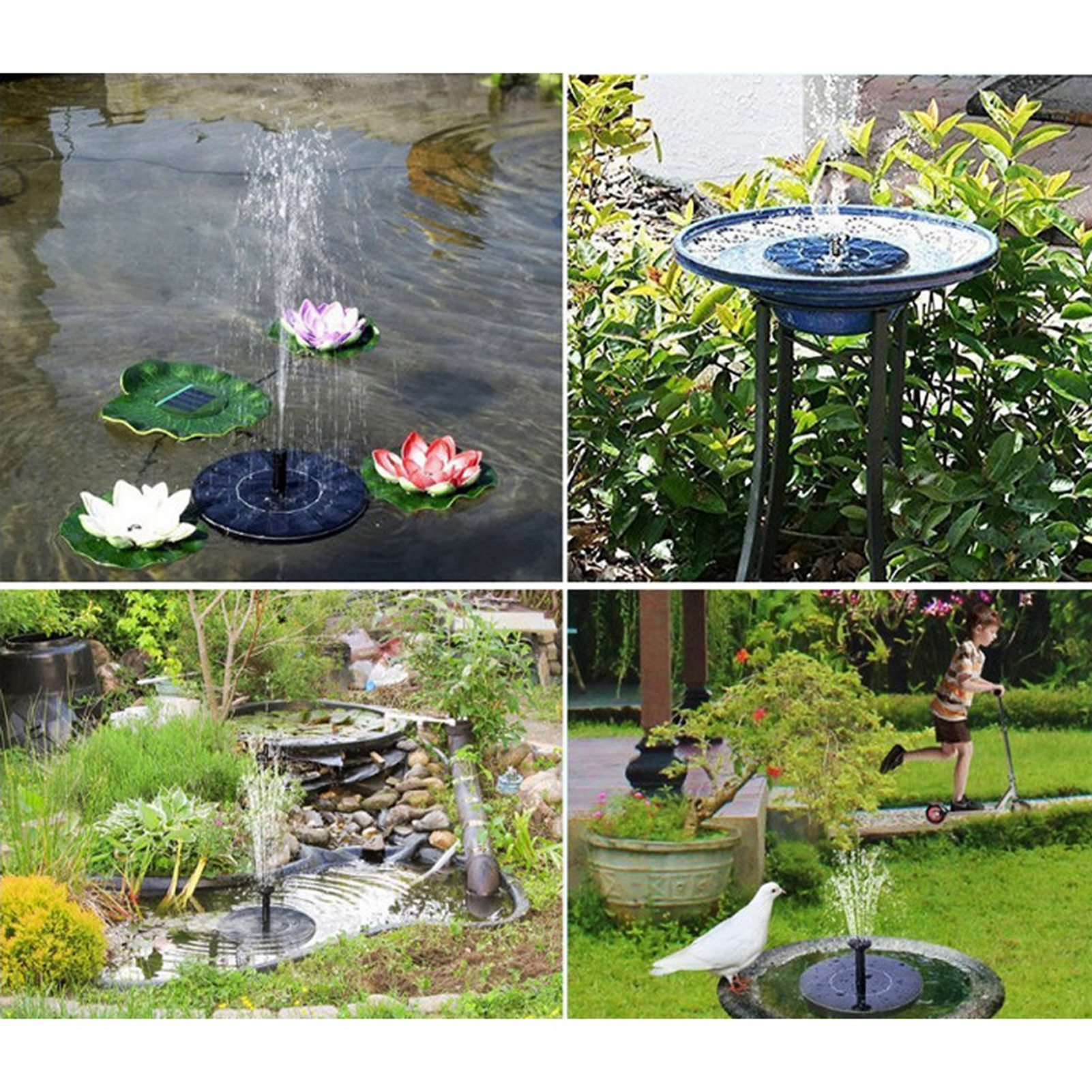 Schwimmender Solarbrunnen Für Vogeltränke, Gartenteich, Kabellose Wasserpumpe, 16-cm-set, 1,4 W, 3 Düsen, 3 Schläuche