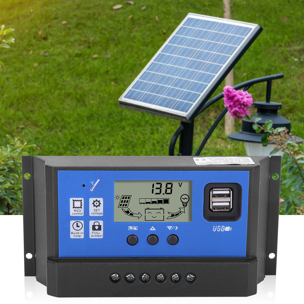 50a 12v/24v Pwm-solarladeregler Mit Lcd-display Und 2 Usb-anschlüssen, Solarmodul-laderegler, Set Enthält 1 Regler Und Anleitung