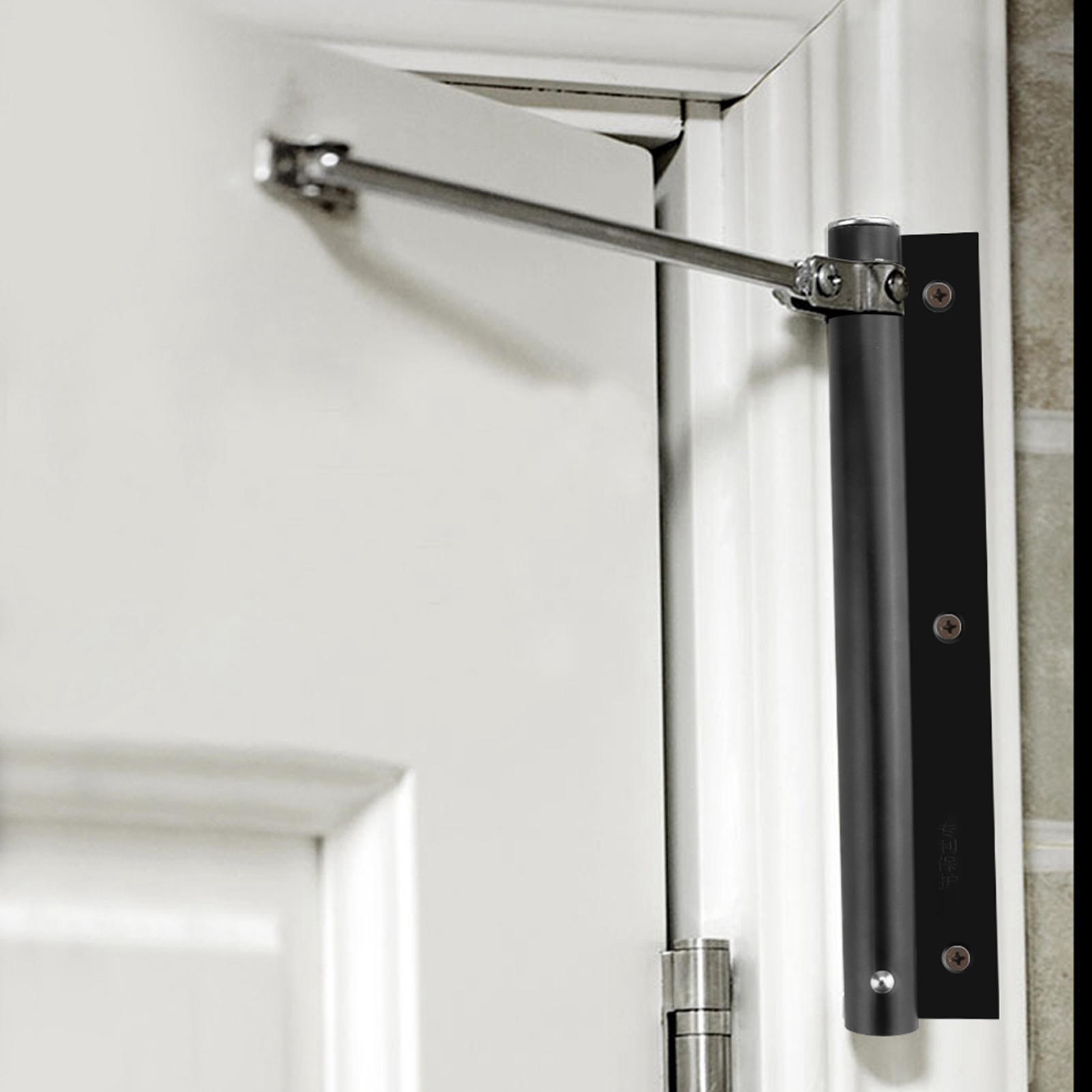 Automatischer Türschließer Aus Aluminium Mit Einstellbarer Feder Und Dämpfer Für Haus- Und Bürotüren, Schwarz, 19,7 X 4,7 X 2 Cm, Set Beinhaltet 1 Schließer, 1 Schlüssel, 1 Unterlegscheibe Und 6 Schra