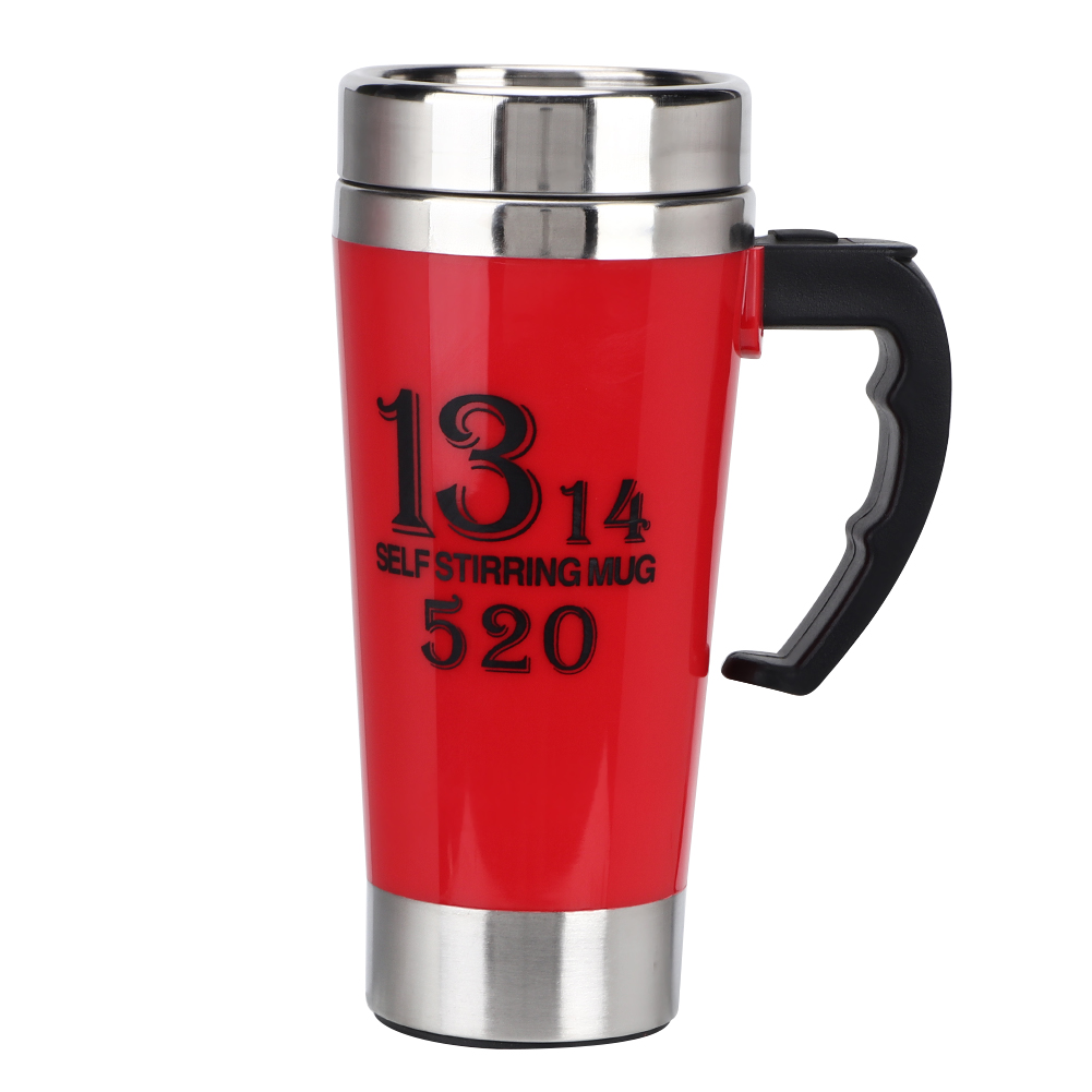 Automatischer 500-ml-mixbecher, Edelstahl, Pp, Abs, Selbstrührender Becher Für Kaffee, Milch, Saft, Haferflocken, 8,3 X 6,4 X 19 Cm, Rot, 1 Stück