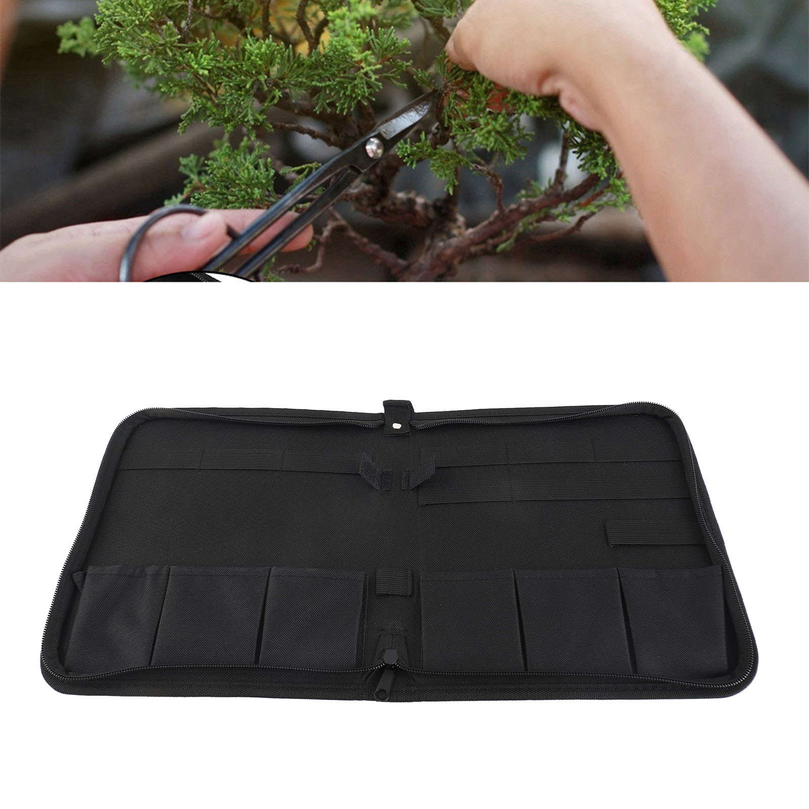Schwarzer Stoffbeutel Zur Aufbewahrung Von 6 Bonsai-werkzeugen (gartenschere, Gartenschneidewerkzeug, 255 X 225 Mm), Tragbar