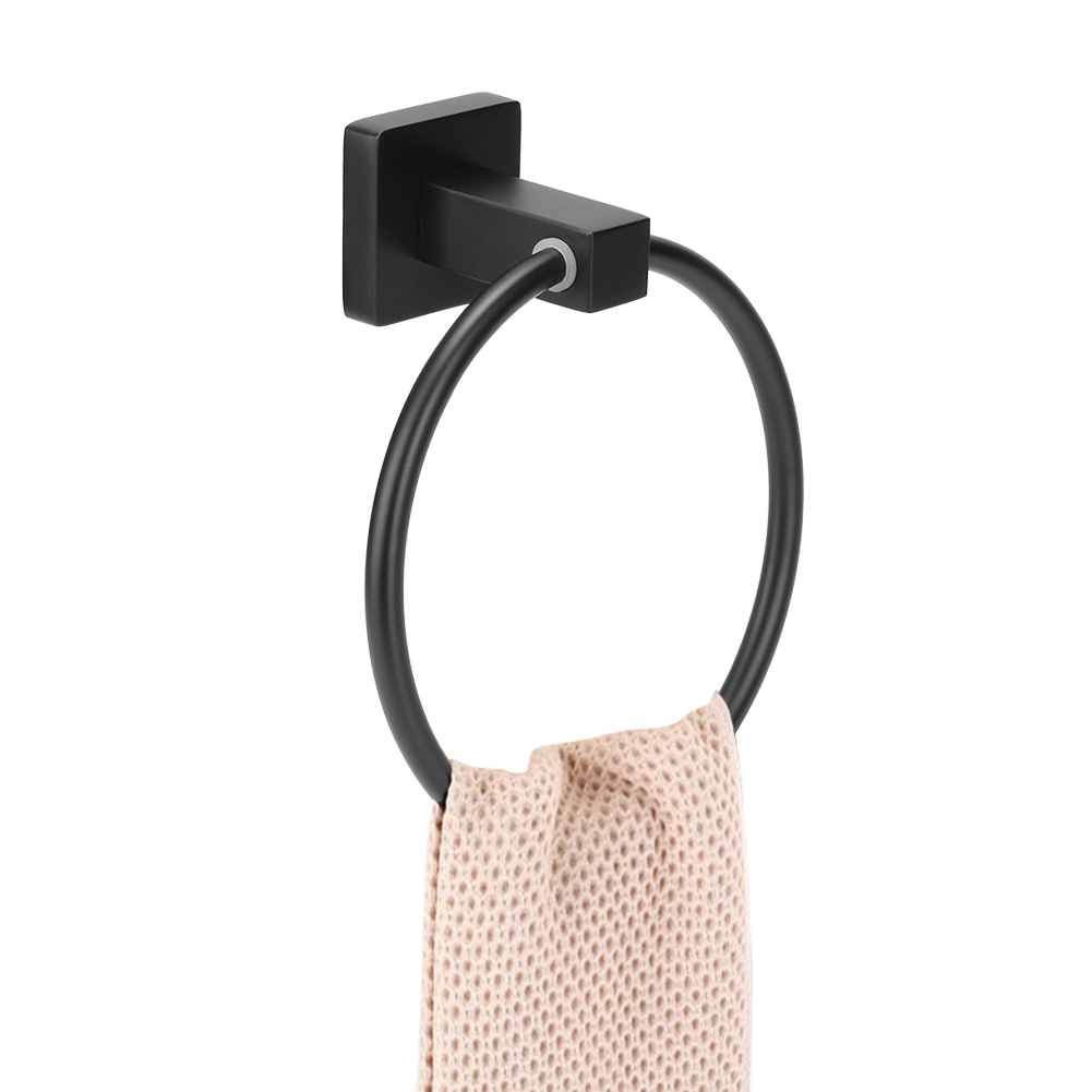 Runder, Wandmontierter Handtuchring Für Bad Oder Küche, Edelstahl 201, Gebürstete Schwarze Zinklegierung, 15 Cm, 10 Kg, 1 Ring, 1 Schraubenset
