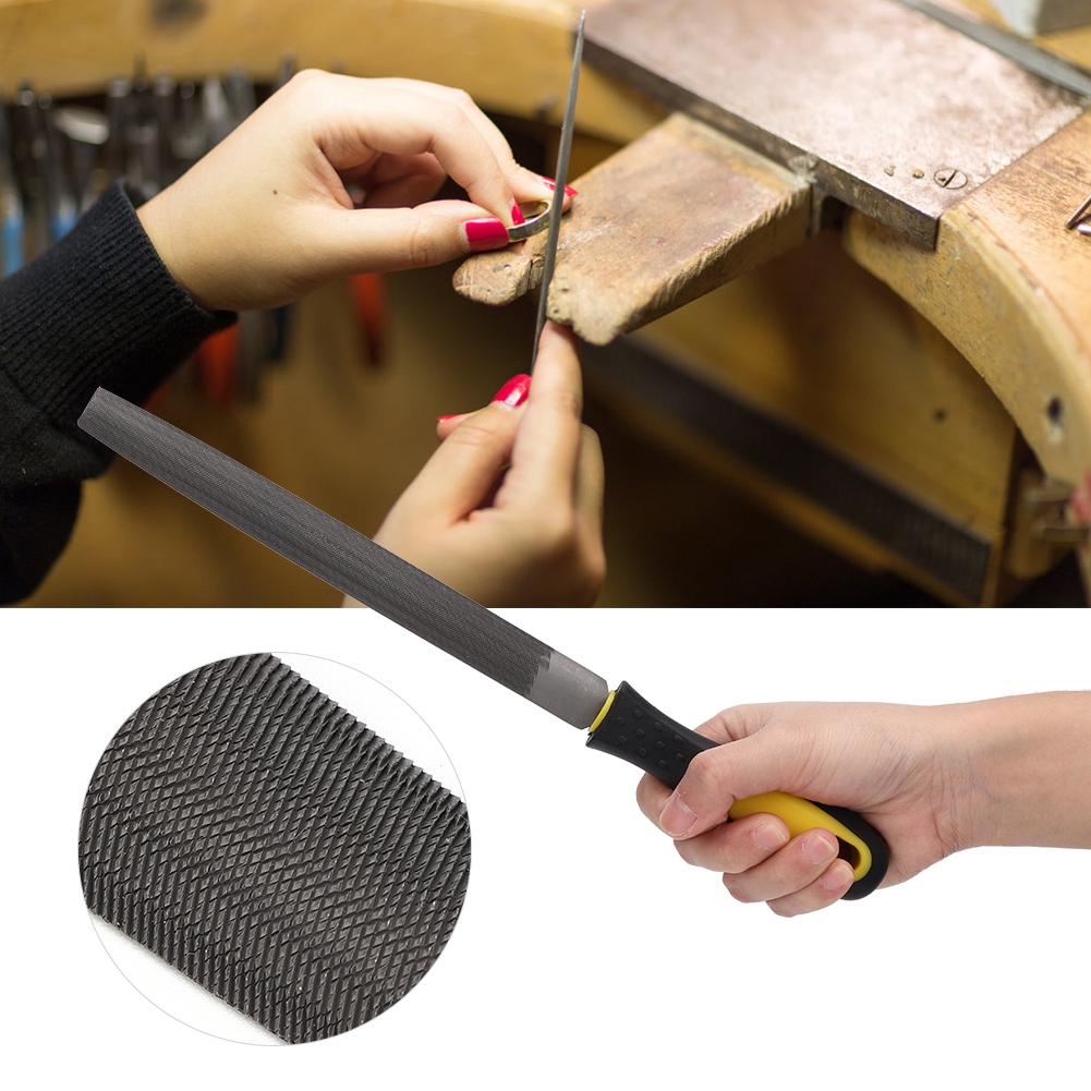 Halbrundfeile Aus T12-kohlenstoffstahl, 20 Cm, Pp-trp-griff, Für Metallbearbeitung Und Zerspanung, Mittelzahnige Metallfeile