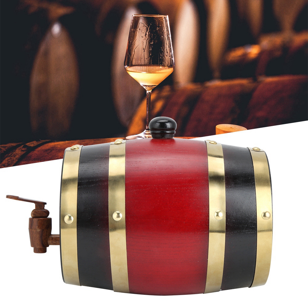 Weinfass Aus Roter Eiche, 1,5 L, 24 X 16 X 23 Cm, Mit Zapfhahn, 4 Stützen, Silikondichtung, Für Heimbrauerei, Cafés, Hotels Und Restaurants.