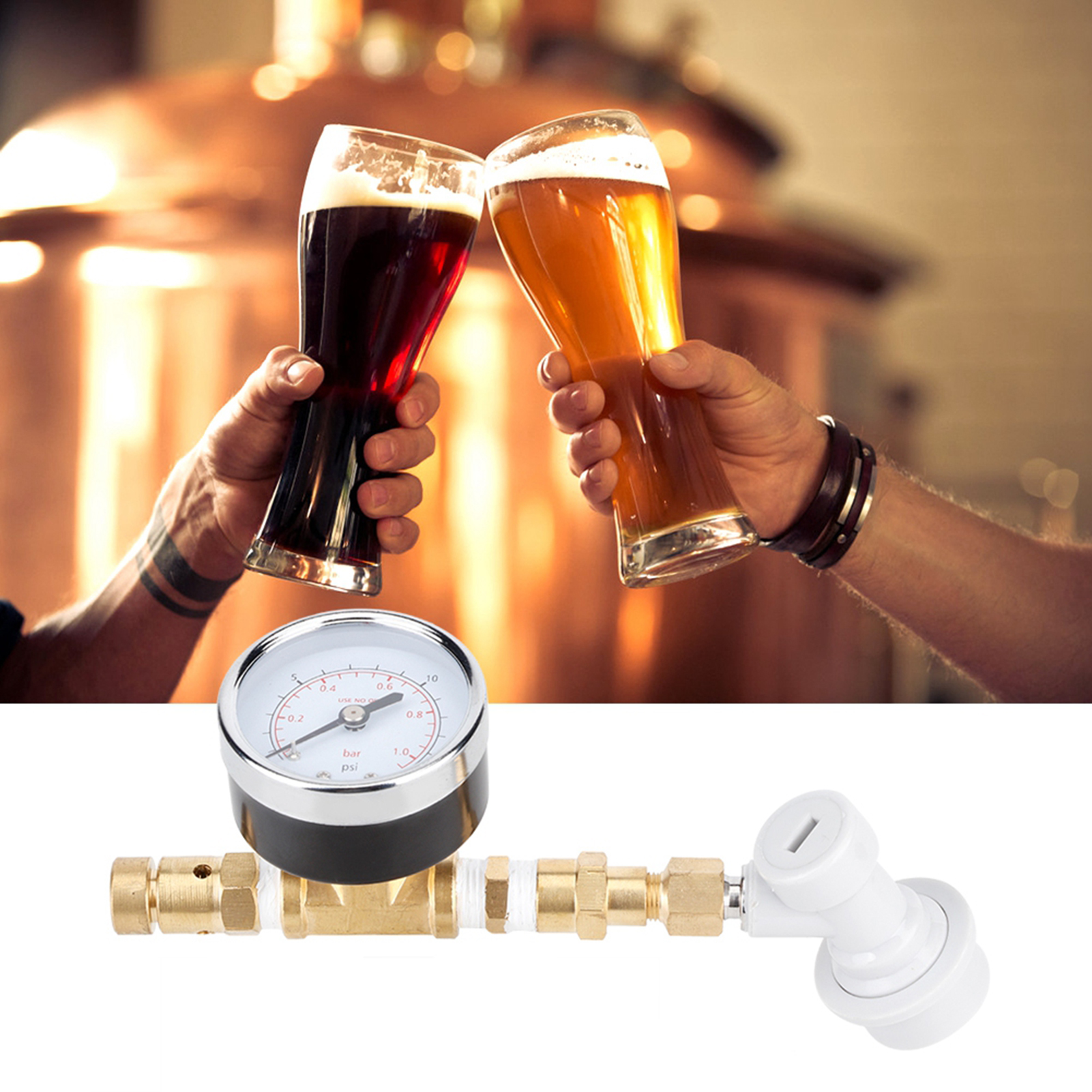 Einstellbares Auslassventil Mit Manometer (0–15 Psi), Brauereiausrüstung Aus Messing, Gärbehälterdruck
