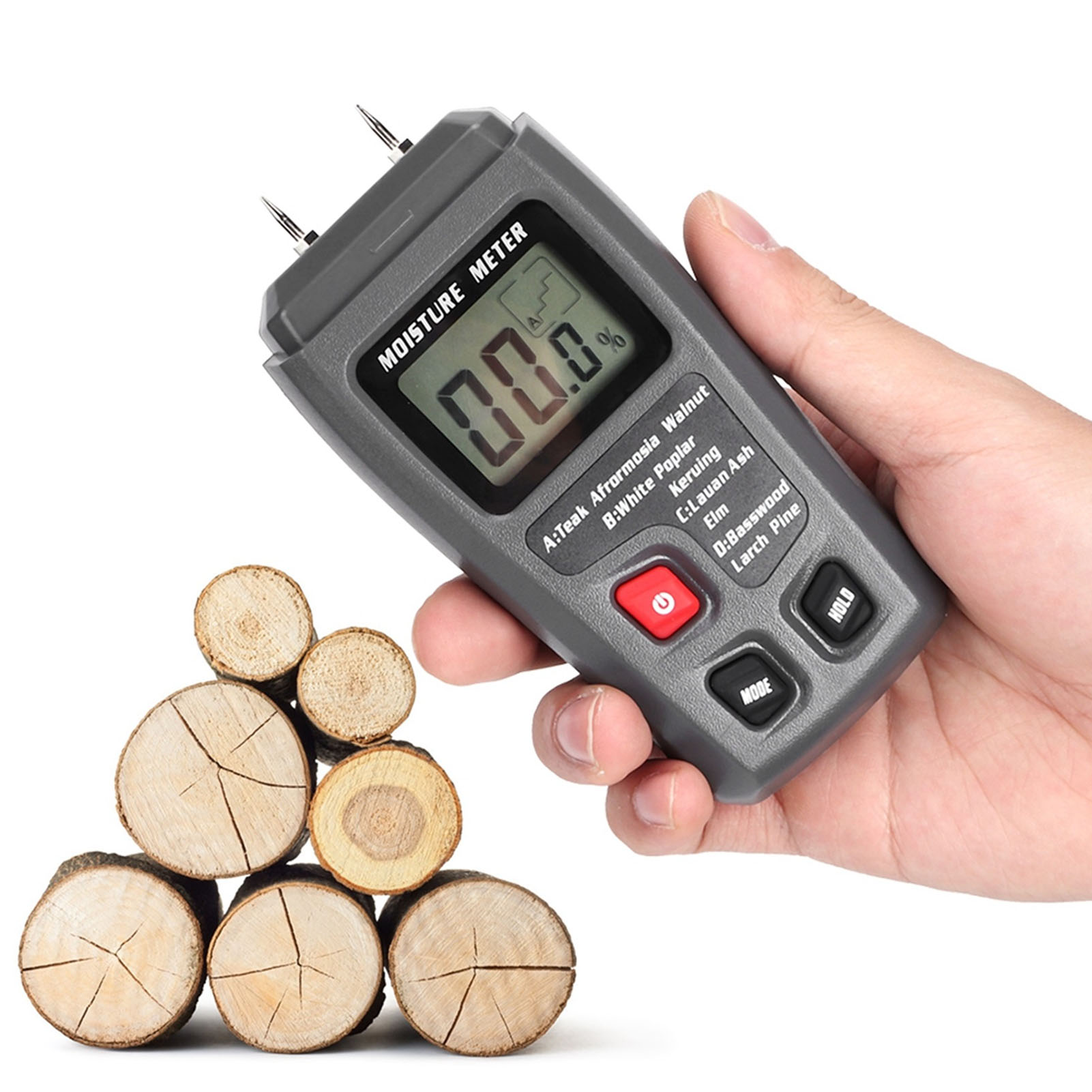 Tragbares Digitales Lcd-holzfeuchtemessgerät Mit Sensor Zur Messung Der Luftfeuchtigkeit, Thermohygrometer-tester, Etui, 14,3 X 6,5 X 3,5 Cm, 130 G, 9-v-batterie