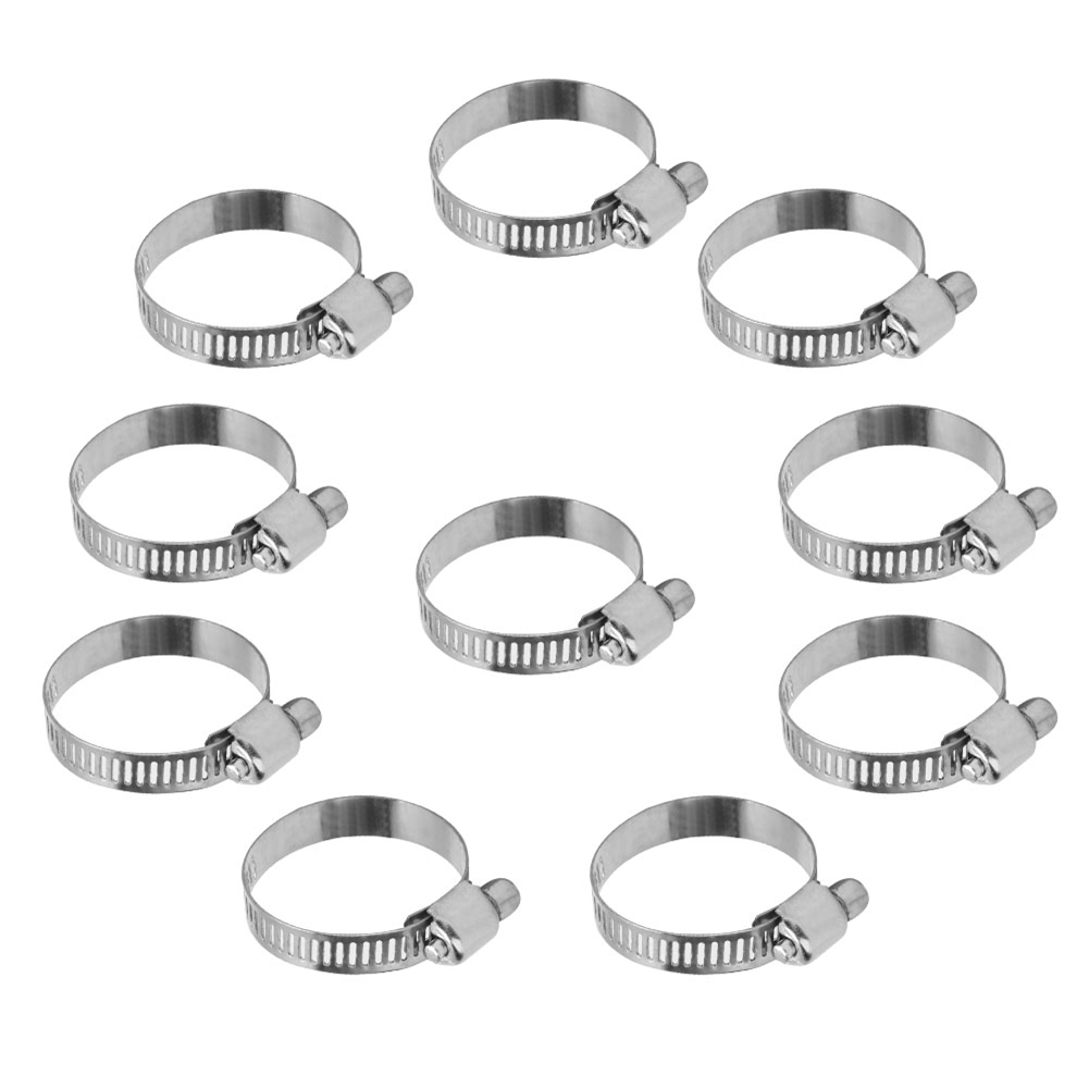 Set Mit 10 Verstellbaren Edelstahl-schlauchschellen Für Flexible Schläuche Von 20–35 Mm Durchmesser Mit Wiederverwendbaren Schneckengewindeschrauben