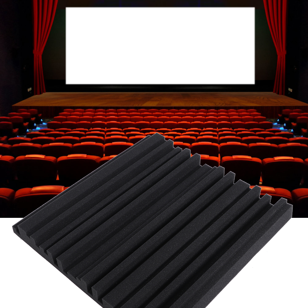 Set Mit 6 Schwarzen, Schalldämmenden Polyurethan-schaumstoffplatten (50 X 50 X 5 Cm) Zur Schalldämmung Und -absorption In Studios Und Büros.