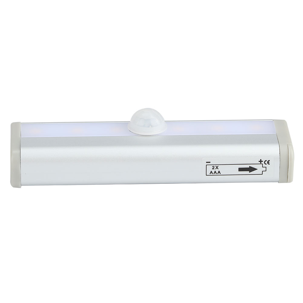 Infrarot-leuchte Zur Personenerkennung, 6 Leds, Aluminium, Für Kleiderschränke, Schraubenlos, 2 Aaa-batterien, Warmweiß, 10 X 3 X 1,4 Cm