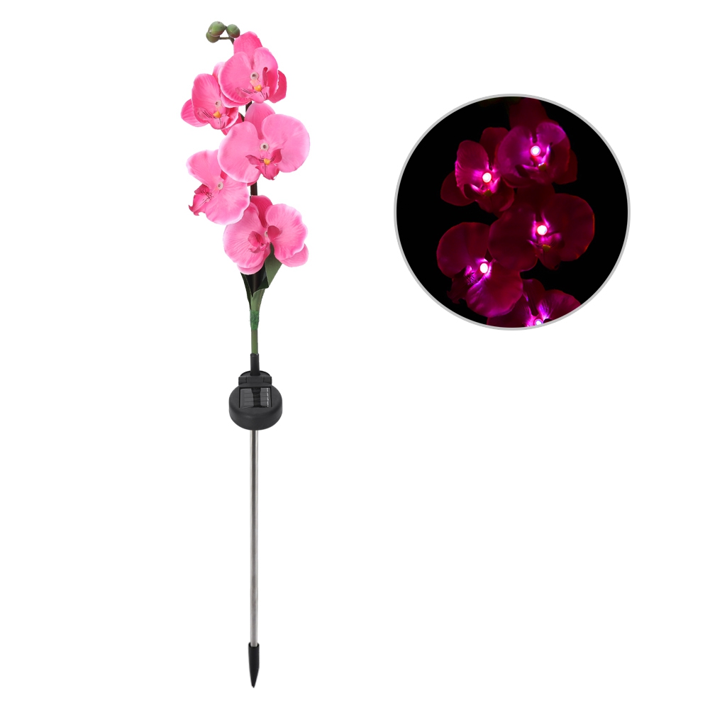Wasserdichte, Solarbetriebene Led-gartenleuchte Mit Orchideenmotiv, Geeignet Für Gartenwege Und Rasenflächen