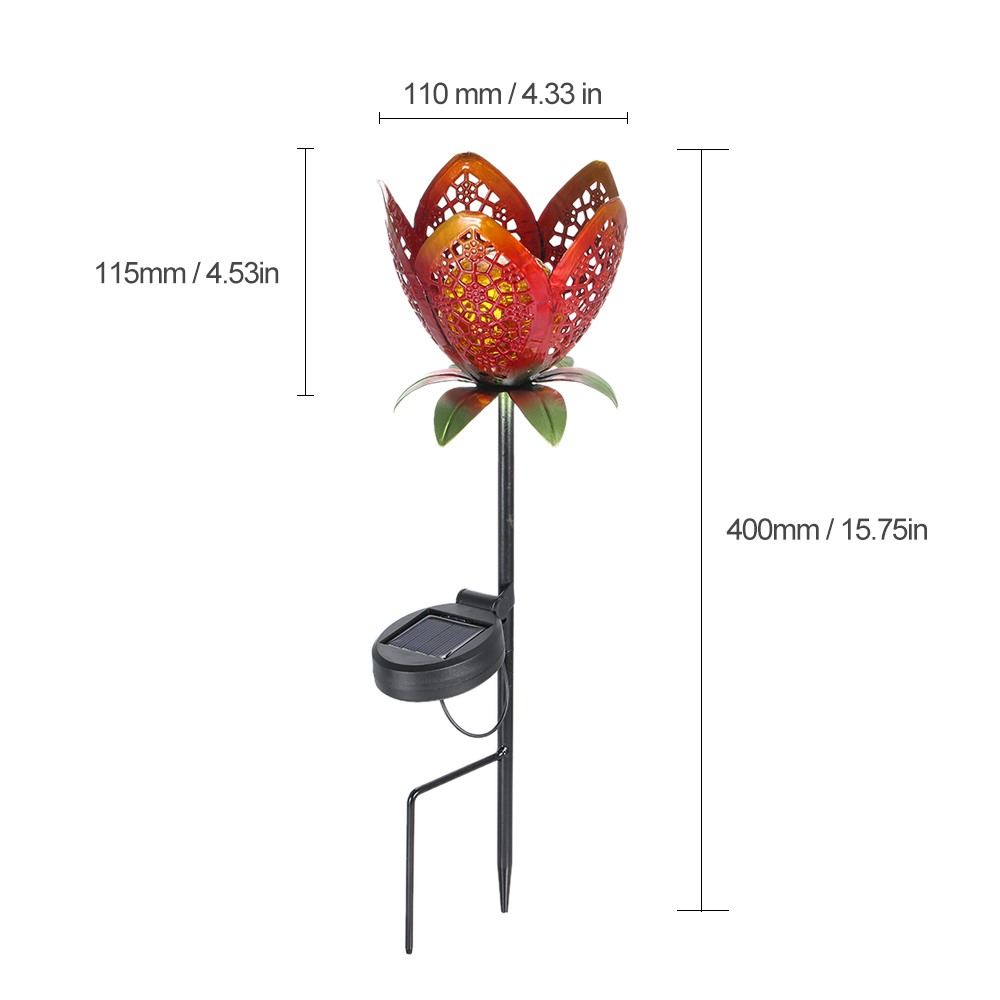 Solarbetriebene Led-blumenleuchte, Gartenlaterne Mit Flammenmuster, Wasserdichte Außenbeleuchtung Für Gehwege, Rasenpfade, Garten, Led-landschaftsbeleuchtung (1 Stück)