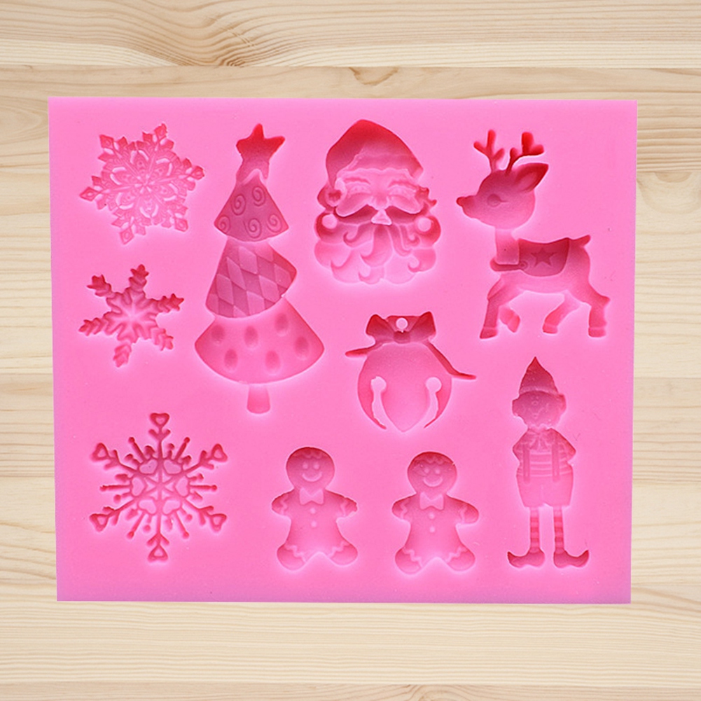 Diy-weihnachts-silikonform, Mehrfach Dekorierte Kuchen-, Fondant- Und Schokoladenform (9)