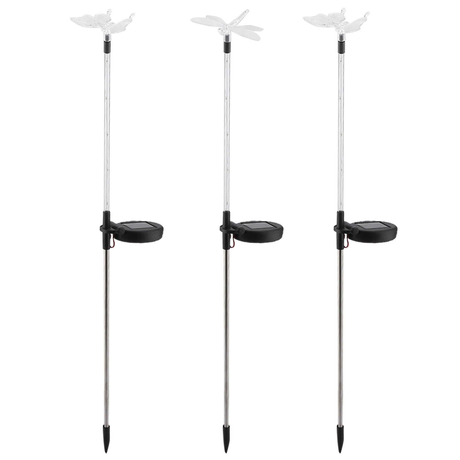 Set Mit 3 Solarbetriebenen, Farbenfrohen Und Wasserdichten Led-außenleuchten Mit Erdspieß Für Rasen, Garten Und Hof