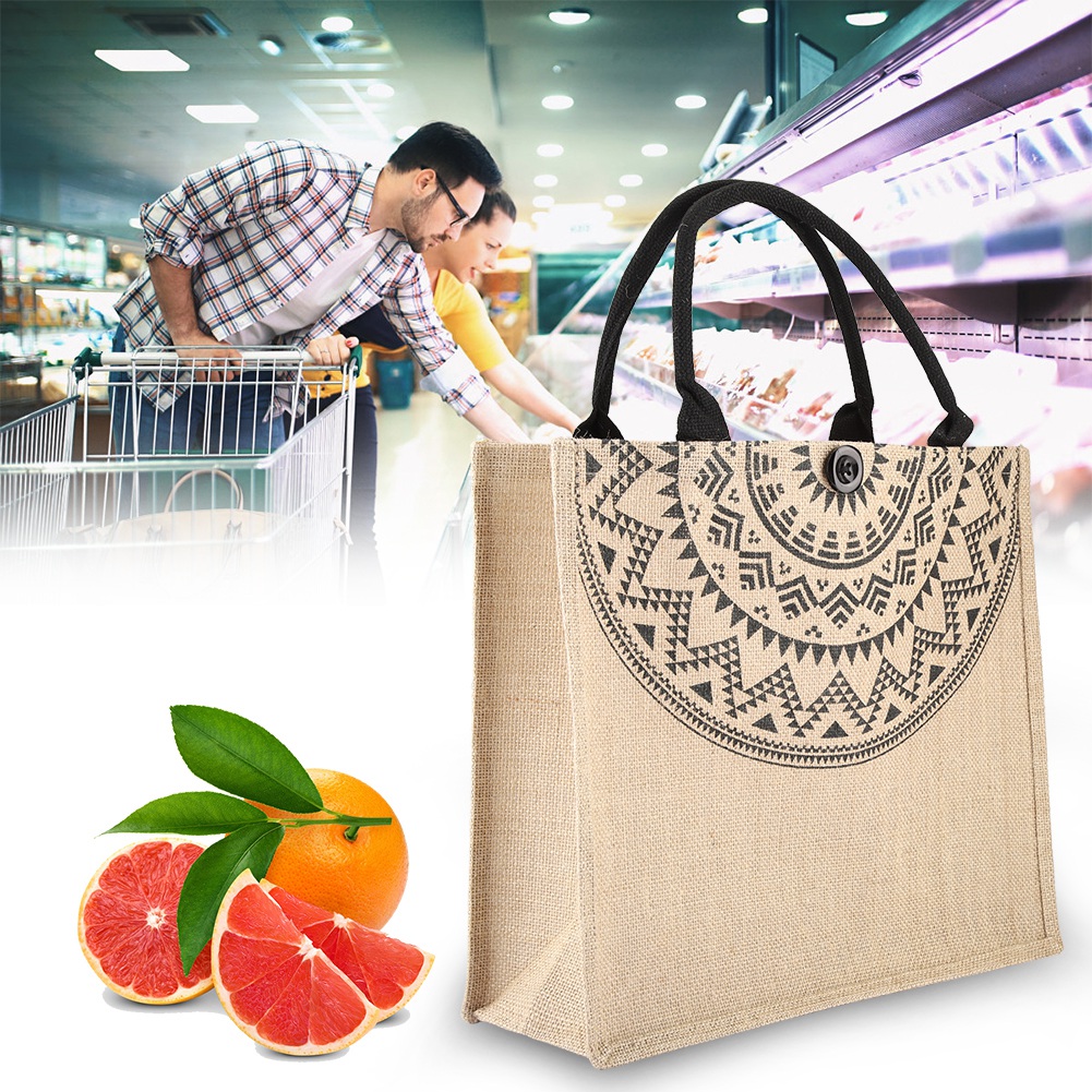 Vintage Quadratische Jutetasche, Handtasche, Aufbewahrungstasche, Einkaufstasche, Schultertasche (l)