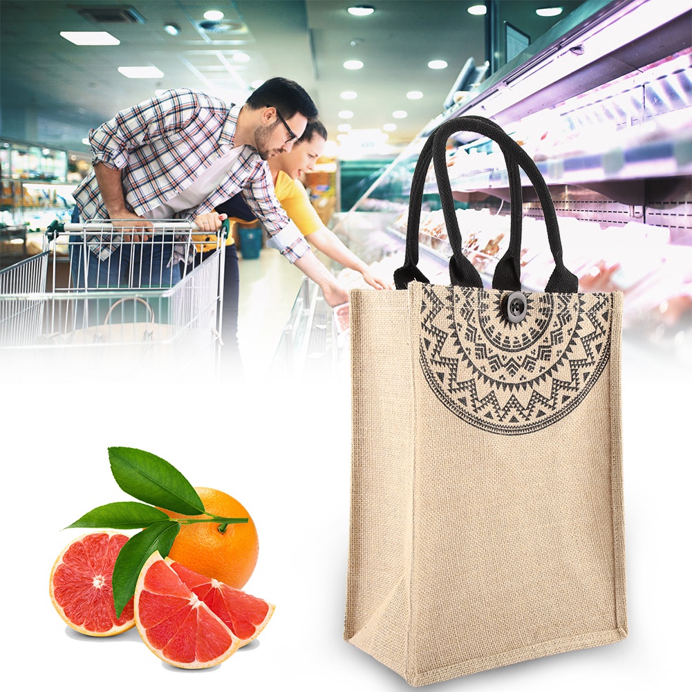 Vintage Quadratische Jutetasche, Handtasche, Aufbewahrungstasche, Einkaufstasche, Schultertasche (s)