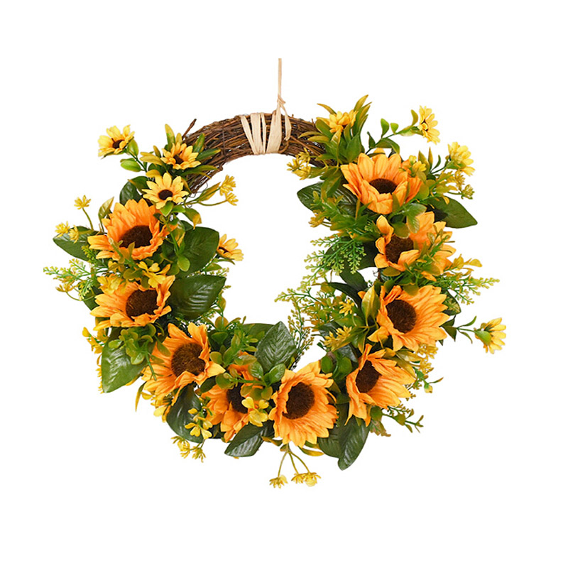 Künstlicher Sonnenblumenkranz, Frühlings- Und Sommerkranz Für Die Haustür, Rustikaler Stil, Wanddekoration, 30 Cm
