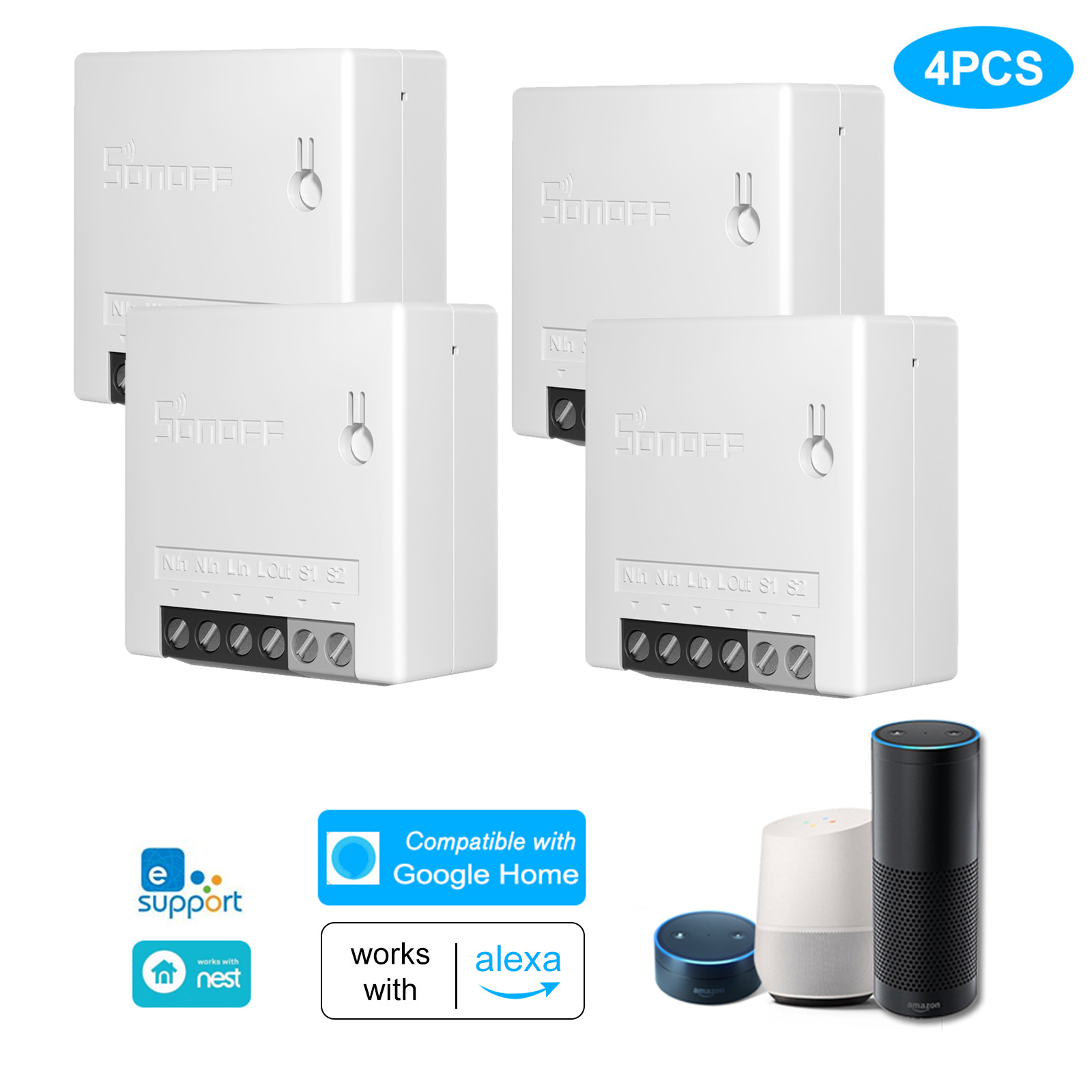 Sonoff Mini R2 Diy Smart-schalter, Kabelloser Wlan-kompakt-sprachfernbedienungsschalter, Kompatibel Mit Sprachassistenten, Externer Wandschalter Für Zuhause, Ifttt, Alexa