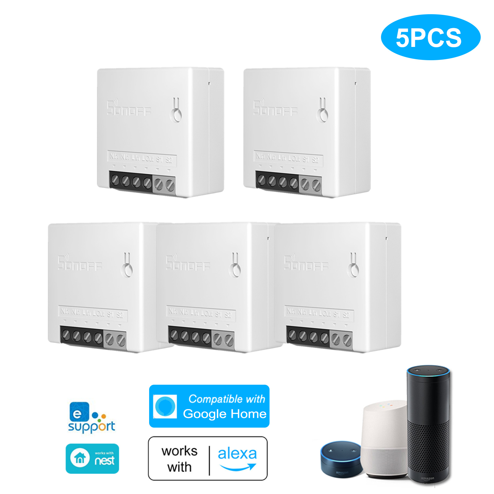 Sonoff Mini R2 Diy Smart-schalter, Kabellose Wlan-kompaktfernbedienung Per Sprach-app – Kompatibel Mit Home/nest, Ifttt, Alexa, Externer Wandschalter