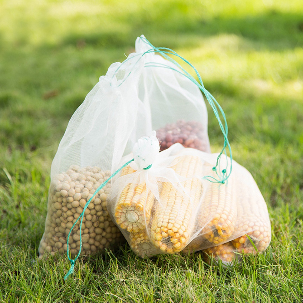 Packung Mit 50 Vogelsicheren Netzsäcken Zum Schutz Von Obst Und Gemüse Im Garten, Mit Kordelzug, Polyethylen, 40 X 45 Cm, Für Den Gartenbau