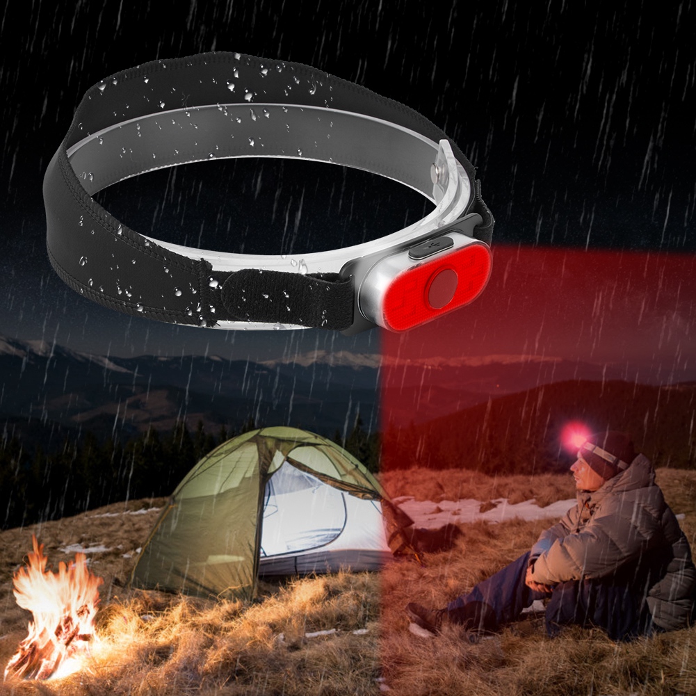 Mini-led-stirnlampe, Wasserdicht, Per Usb Aufladbar, Mit 6 Cob-leds Und Rotlicht, Elastischem Kopfband, Ideal Für Camping, Wandern, Angeln Und Jagen. Lieferumfang: 1 Lampe, 1 Kabel, 1 Kopfband, 1 Trag