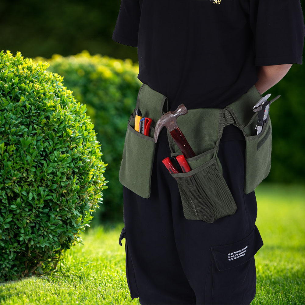 Tragbare, Multifunktionale Werkzeugtasche Für Den Landschaftsbau Mit 7 Canvas-taschen, Verstellbarem Gurt, Geringem Gewicht (270 G)