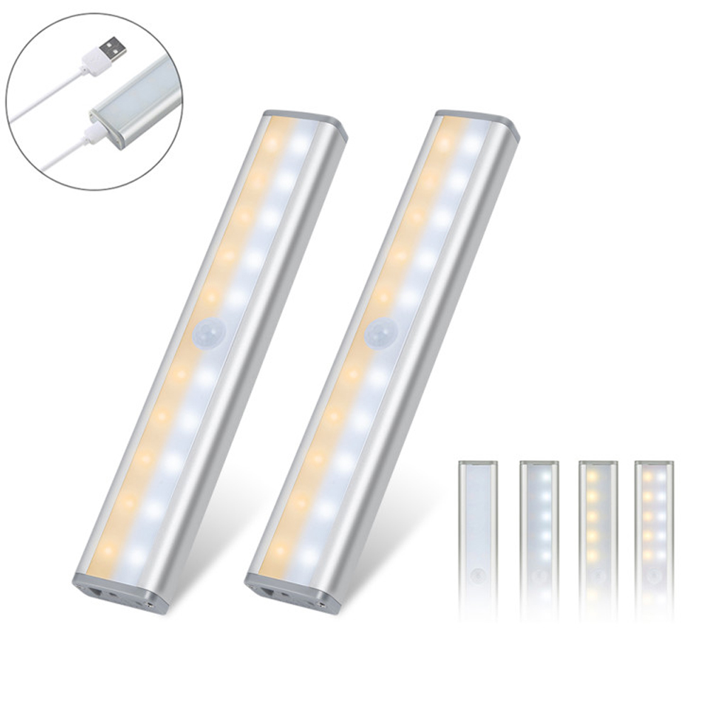 Set Mit 2 Kleiderschrankleuchten Mit Bewegungsmelder, Usb-aufladbar, 20 Leds, Abnehmbarer Magnetbefestigung Für Schrank, Schublade, Kommoden, Warmweißes Licht