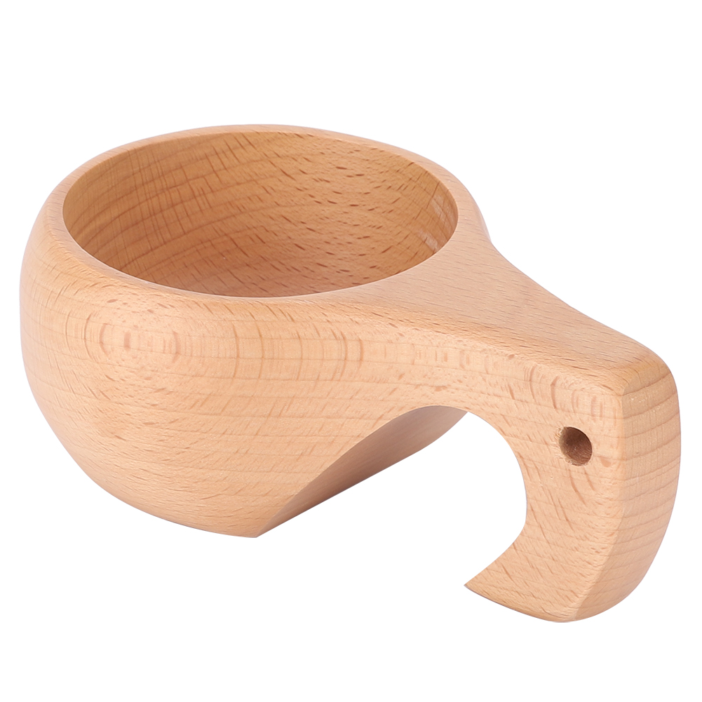 Kuksa Handgefertigter Becher Aus Buchenholz, Natürlicher Kaffee-/teebecher, Elefanten-wasserbecher, 8 Cm, 172 G, 1 Stück, Ideal Für Picknicks
