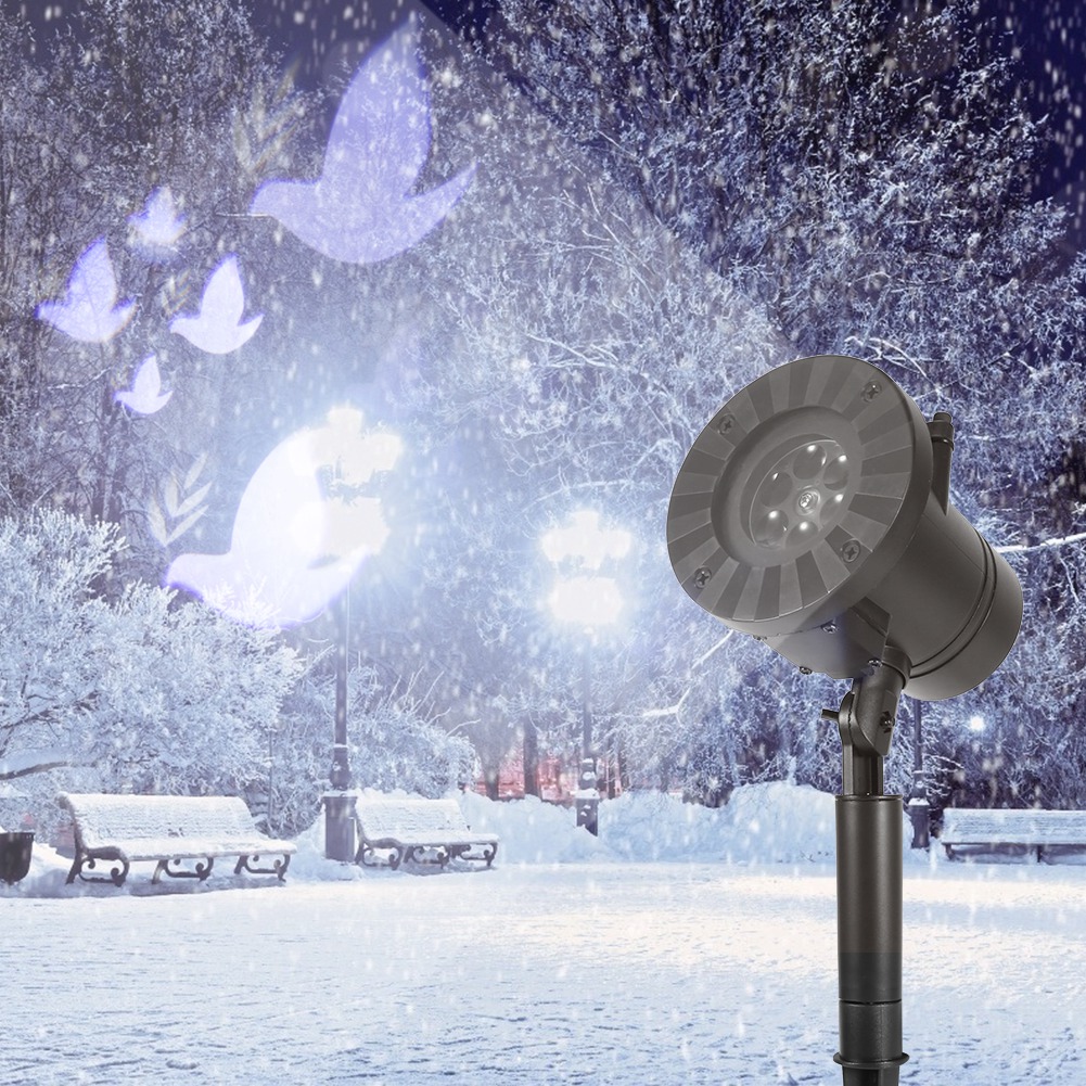 Wasserdichter Led-strahler (ip44) Im Schneeflocken-design Für Die Weihnachtliche Gartendekoration, Inklusive Fernbedienung Und Cr2025-batterien (nicht Im Lieferumfang Enthalten). Das Set Beinhaltet Ei