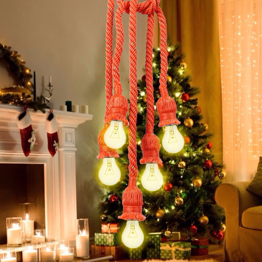 Vintage-pendelleuchte Im Landhausstil Mit 5 Armen, 1 M Nylonseil, E27-fassung, 85–260 V
