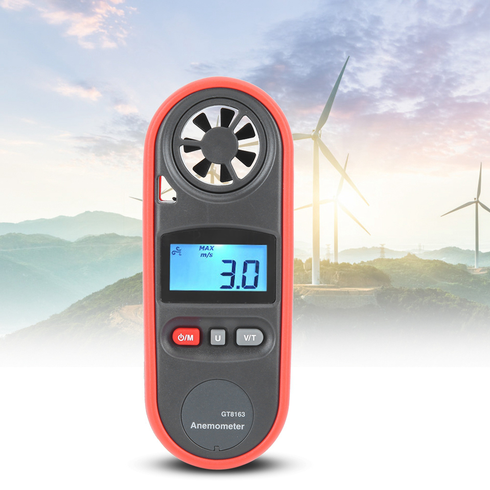 Tragbares, Digitales Handanemometer Zur Wind- Und Temperaturmessung, Windgeschwindigkeitsmesser Und Thermometer, Elektronisches Kunststoffgehäuse, 12,4 X 4,8 X 1,9 Cm