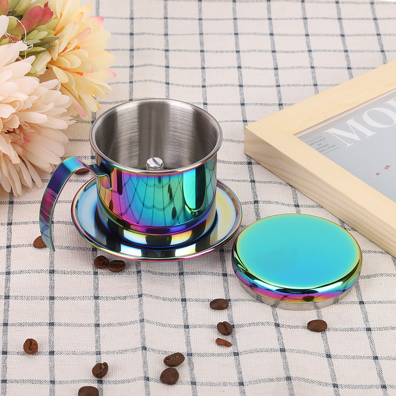 Tragbare Filterkaffeemaschine Aus Edelstahl 304 Für Zuhause, Büro Und Reisen Wiederverwendbarer Filter Ø 7,5 Cm, H 8,5 Cm 245 G 1 Stück