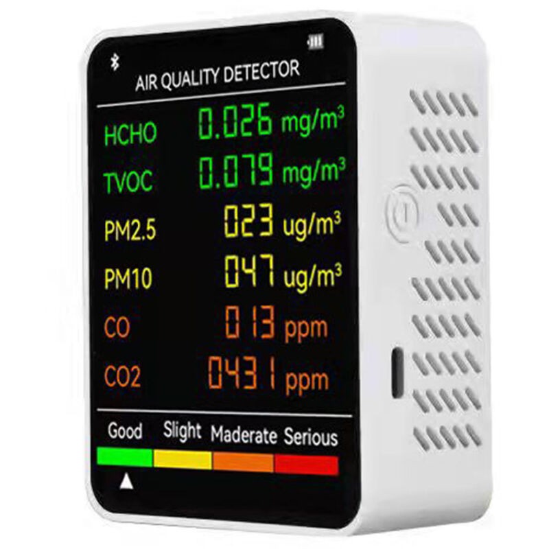 Multifunktionaler 6-in-1-luftqualitätsdetektor, Kohlendioxid- Und Formaldehydmonitor Mit Großem Lcd-bildschirm