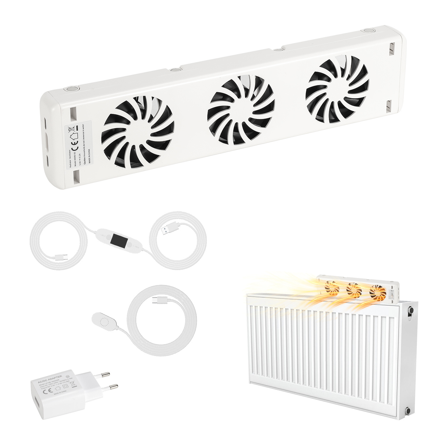Jiubiaz Radiatorventilator 3-fach, 1er-set, Temperatursteuerung, Für ≤50 Cm