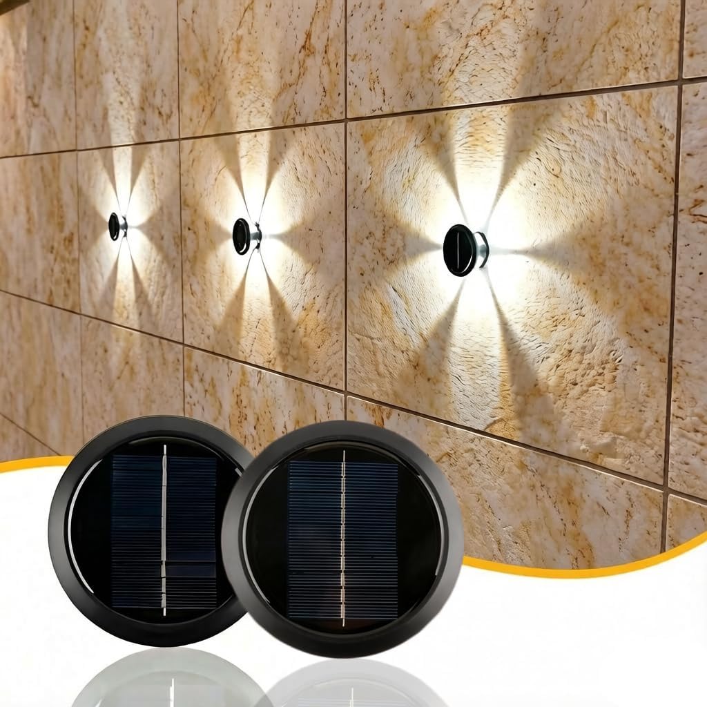 Jssevn - Solarleuchten, Ip65 Solar-wandleuchte Für Gartenwände, Hotels, Treppen, Parkböden (weiß - 6 Leds - 2er-pack)