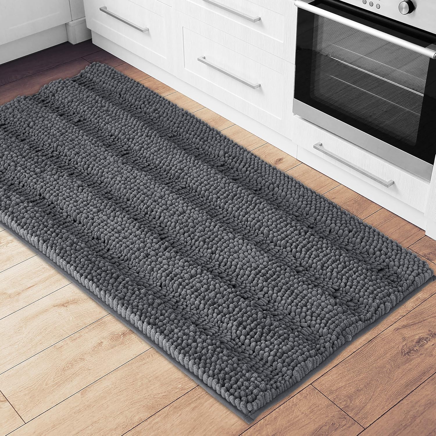 Jssevn - Übergroßer Badezimmerteppich, Extra Dick, Rutschfest Und Weich, Chenille-plüsch, Für Wohnzimmer Und Schlafzimmer, 122 X 61 Cm