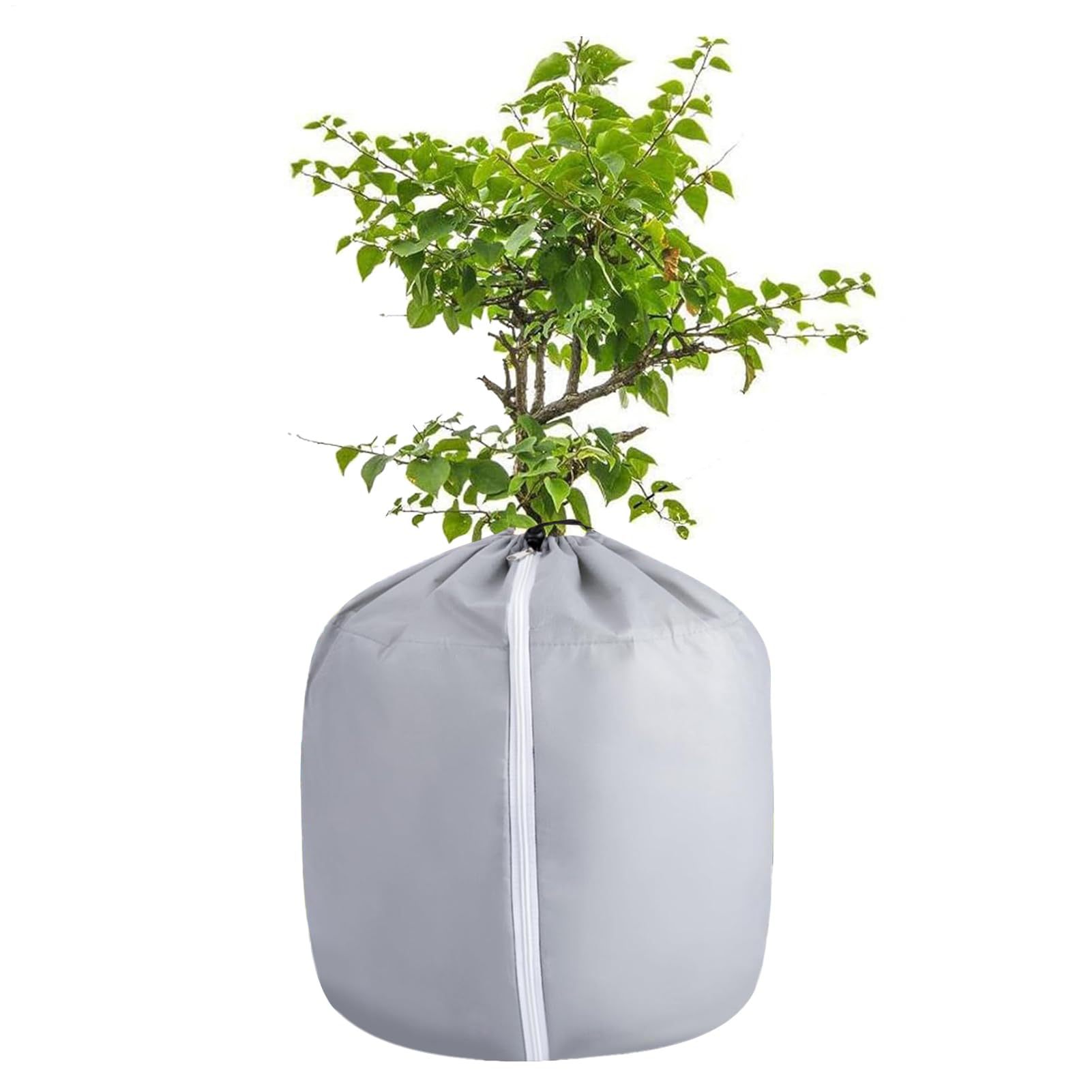 Jssevn - Thermotasche Zum Schutz Von Blumentöpfen 50x45cm, Winter-blumentopfschutz, Mit Kordelzug Und Reißverschluss, Winterschutz (grau)