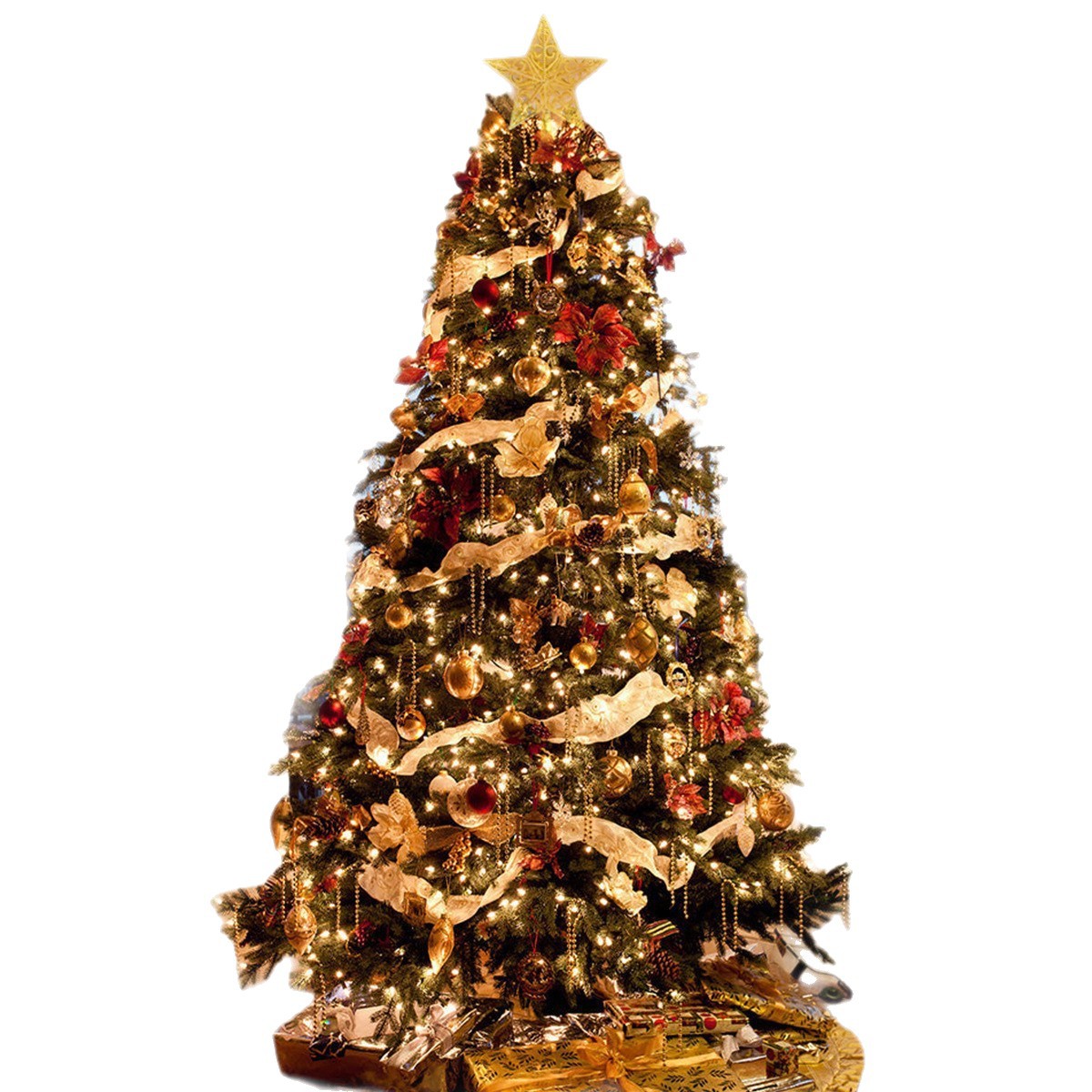 Jssevn - Künstlicher Weihnachtsbaum, 120 Cm Hoch, Mit Dekoration, Led-lichtern Und Holzornamenten. Inklusive Künstlichem Tannenbaumschmuck.