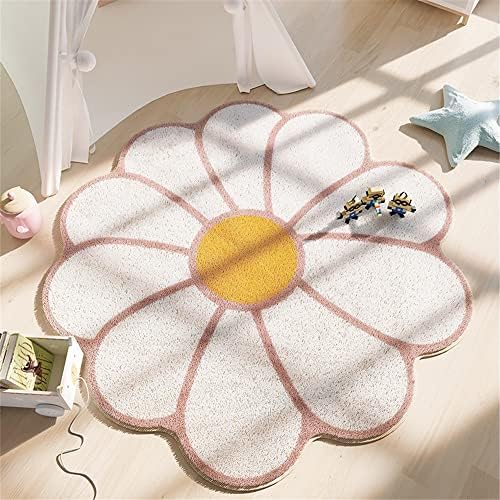 Jssevn - Runder Teppich Fürs Kinderzimmer, Weicher, Niedlicher, Blumenförmiger, Zotteliger, Rutschfester Dekoteppich Für Schlafzimmer Und Wohnzimmer (100 Cm)