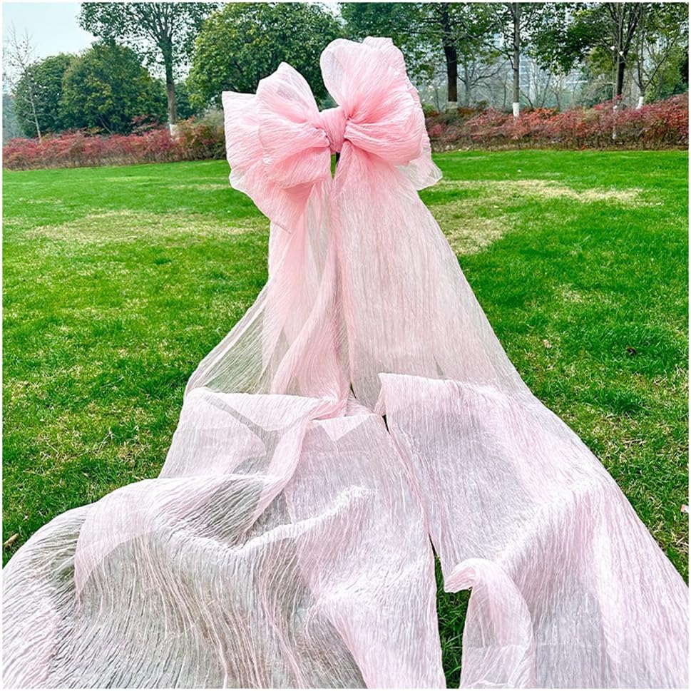 Jssevn - Riesige, Dekorative Schleife Aus Extra Großem, Rosafarbenem Tüll Mit Langen Bändern Für Hintergrund, Hochzeit, Verlobung, Babyparty, 47 Cm X 180 Cm
