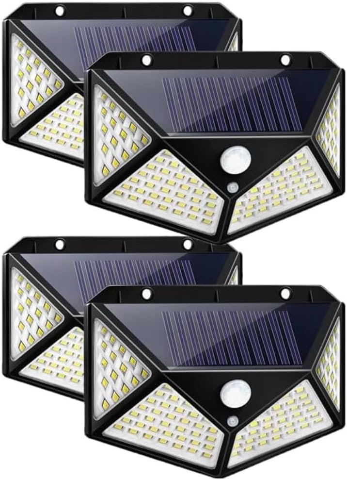 Jssevn - Solar-außenleuchten Mit 100 Leds: Kabellose Wandleuchten Mit 120°-abstrahlwinkel, Bewegungsmelder, 3 Erfassungsmodi, Einfache Installation