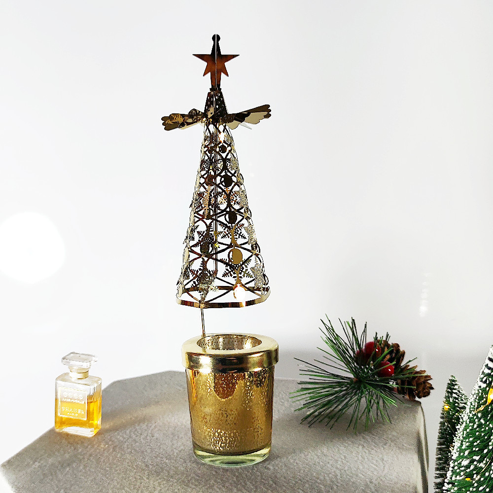 Jssevn - Weihnachtsbaum-karussellkerze, Drehbarer Teelichthalter, Drehbarer Weihnachtskerzenständer, Weihnachtliche Tischdekoration Für Hochzeitsfeiern