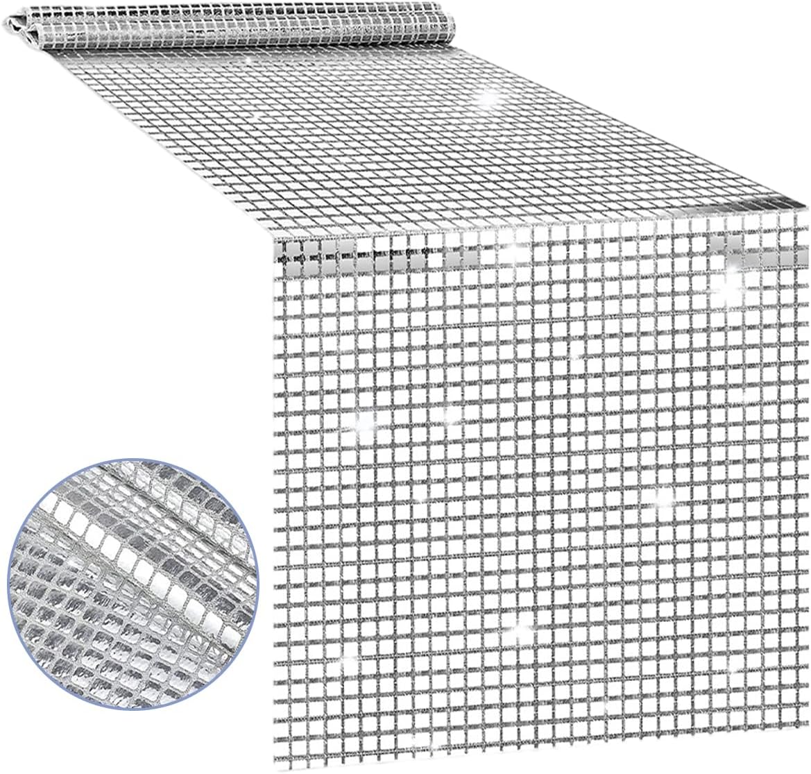 Jssevn - Disco-tischläufer, 275 X 30 Cm, Silberfarben – Pailletten-tischdecke Im Disco-stil