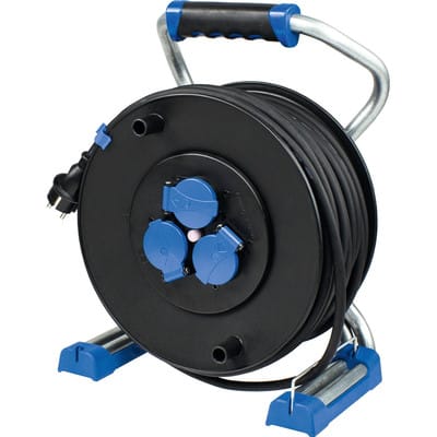Xperts Kabeltrommel 285mmØ 40m H07RN-F 3G1,5 schwere Gummileitung, 3 Dosen 230V/16A, IP44
