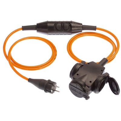 PRCD-S-Personenschutzverlängerung 3m H07BQ-F 3G2,5 Polyurethanleitung orange,3-f Kuppl. 230V/16A,IP44